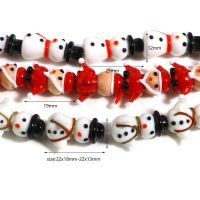 2PCs Lampwork Glass Beads Christmas Snowman Santa Claus Red Black White Loose Spacer Beads For Women DIY Making Necklace Jewelry