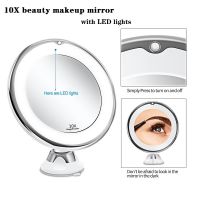 「orange beauty cosmetics」 Suction Cup Type 10X Magnification Make up Mirror with Suction Cup Bathroom LED Fill Light Make Up Mirror Dressing Beauty Mirror