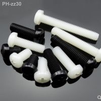 20-50pcs nylon screw M2 m2.5 m3 m4 m5 m6 white or black Nylon Plastic insulation Phillips Cross Recessed round pan Head Screw