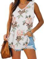 ATop Women S 2023 Women S Summer Casual V-Neck Loose Print Sleeveless Top With Suspender Small VestM