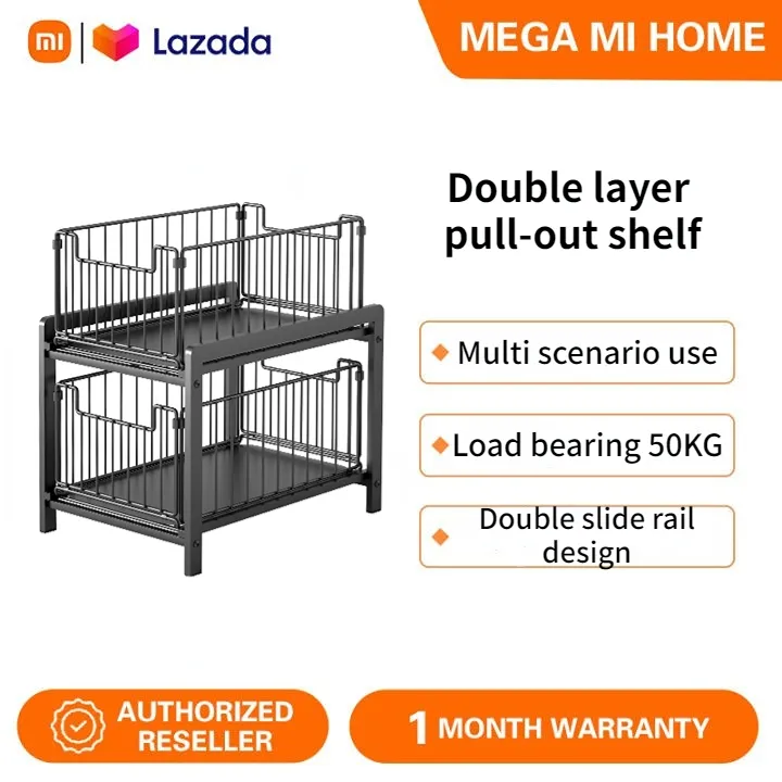 Kitchen telescopic storage shelves for under sink organizers