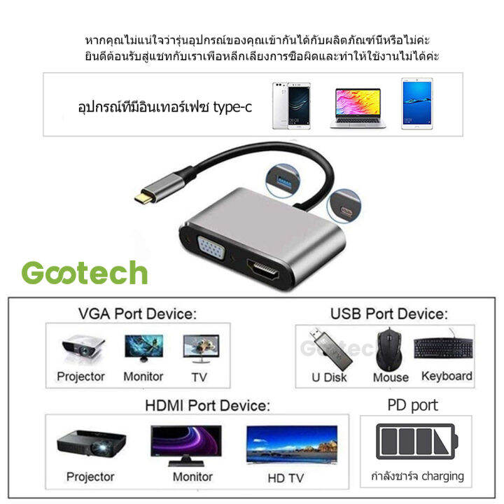 4-in-1-typec-usb-c-to-4k-hdmi-vga-usb3-0-pd-adapter-converter-โปรดตรวจสอบรุ่นที่รองรับเมื่อทำการสั่งซื้อ