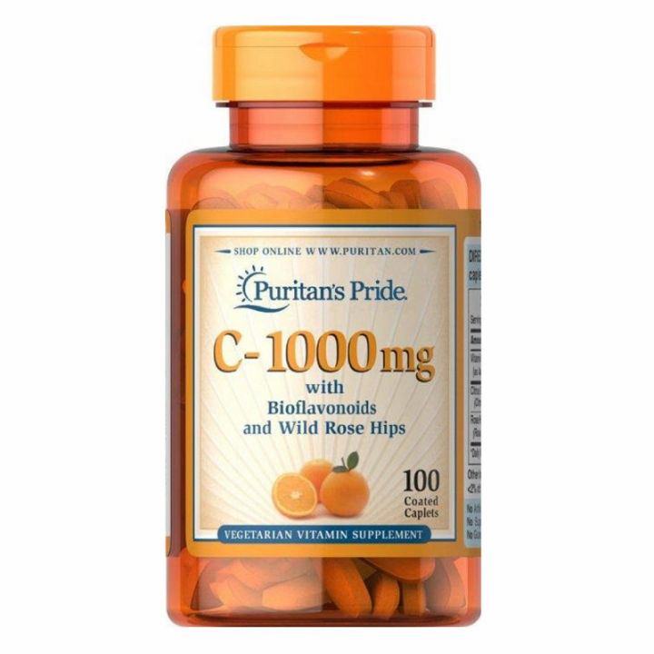 ตรงปก ของแท้ นำเข้า USA Puritans Pride Vitamin C 1000 mg 100 Capsules Bioflavonoids วิตามินซี ไบโอฟลาโวนอยด์ สหรัฐอเมริกา