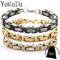 YOKADA ฮิปฮอป3สีสร้อยข้อมือเหล็กไทเทเนียมสำหรับผู้ชายสร้อยข้อมือแฟชั่นพังค์สำหรับผู้หญิง