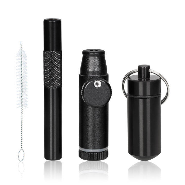 GORDON Aluminum Snuff Set 4Piece Metal Snuff Kit Snorter Straws