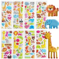 8 Sheets/Set Waterproof Cartoon Zoo Animals Stickers Kids Notebook Decoration Scrapbook Sticker Toy For Children Boys Girls Gift