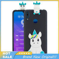 เคสสมาร์ทโฟนกันน้ำและกันกระแทกสำหรับ HUAWEI Y7/Y9 2019เคสโทรศัพท์3D ลายการ์ตูนม้าพร้อมแตรด้านหลังโทรศัพท์มือถือ