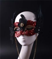 ? Red Live Feather Half Face Beauty Queen Banquet Party Dance Mask Halloween Adult Annual Meeting Fake Mask