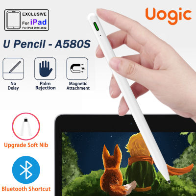 ปากกาสไตลัส A580S Uogic ใหม่ล่าสุดสำหรับ iPad, แม่เหล็ก, ชาร์จใหม่ได้, Palm Rejection, เข้ากันได้กับ iPad ที่เปิดตัวในปี 2561-2564 หรือใหม่กว่า