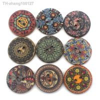 500PCS Mixed Vintage Colorful Round Flower Wooden Buttons Scrapbooking Crafts Handmade Home Decoration Sewing Wood Button