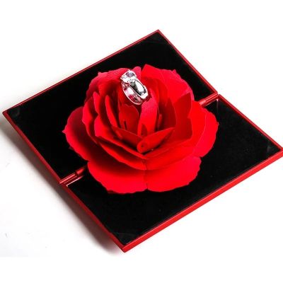 Dropshipping 100 Languages I Love You Projection Ring Two In One Crown Rings with Rose Flower Box for Women Wedding Jewelry Gift