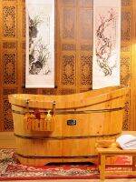 □✘∈ edzj3j 163.com Cedar wooden barrel bath solid adult bathtub steam fumigation capped