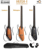 Donner HUSH-I *ของแท้ 100%" กีต้าร์โปร่งไฟฟ้าพกพา Silent Guitars, ปิ๊กอัพ Piezo, ปรีแอมป์ในตัว, ฟรี!! Gig Bags, Tuner, In-Ear Headphone