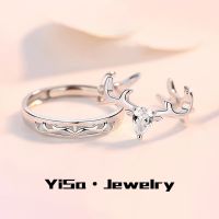 [COD] luxury niche one deer has you pair ring with diamond opening adjustable zircon female Tanabata gift wholesale