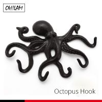 ❒℗ Coat Hooks Wall Mounted Rustic Decorative Octopus Hook Cast Iron 10 Inch Key Holder Jewelry Handbags Hats organized Wall Decor