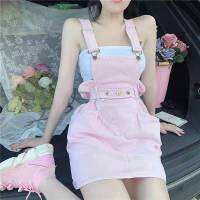 Japanese Slim Overalls Short Pants Women Pink Kawaii Punk Harajuku Casual Vintage Pant Korean Fashion Cute Alternative Clothes