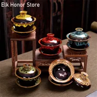 130ML Chinese Gaiwan Tea Set Fish Kung Fu Tea Tureen Kiln Change Gaiwan Colourful Teaware Sancai Tea Cup Travel Beautiful Kettle