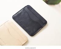 [GROUNDER] NAVY SIGNATURE - LEATHER CARD HOLDER กระเป๋าเก็บบัตร หนังวัวแท้ กระเป๋าใส่บัตรเครดิต สีกรม