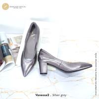 ทรงปกติ:เปลี่ยนไซส์ได้-ไม่รับคืน Zenachoo Vanessa2 สี Siliver grey สูง 2 นิ้ว รองเท้าหนังแกะนิ่ม หัวแหลมทรงสวย