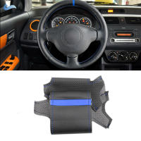 For Peugeot 207 Expert Partner For Citroen Berlingo Jumpy 2009-2016 Car Steering Wheel Cover Trim Black Leather with blue strip Steering Wheels Access