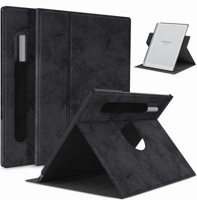 E NET-CASE Slim Lightweight Book Folios Case for Remarkable 2 10.3 inch Digital Paper(2020 Released),360 Degree Rotating Stand Cover for Remarkable 2 10.3 inch Digital Paper,with Pencil Holder (Black)
