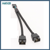 HVEYZB USB แกนสายไฟทองแดงสายพ่วง10ซม. 9ขา1หญิง2ตัวผู้เสียง HD สายพ่วงไนลอนที่มีประโยชน์ Y Splitter PC