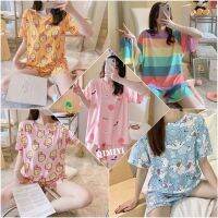 ชุดนอนกางเกงลายการ์ตูนขาสั้นพลัสไซซ์ Cute cartoon image loose plus size shorts pajamas home service