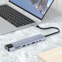 2022USB C ฮับ Multiport อะแดปเตอร์8 In1 USB C ฮับกับ4พัน HDMIcompatible ขนาดกะทัดรัด USB C Dock Ethernet อะแดปเตอร์สำหรับ USB Type C ส่วนใหญ่