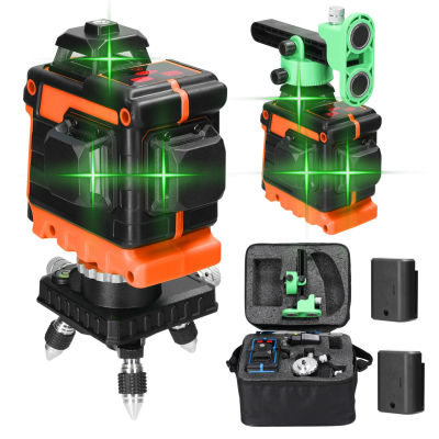 Mini Multifunctional 12 Lines Green Light L-aser Level 3° Self-leveling Machine USB Rechargeable Lithium B-attery Leveling Tool 3 Colors Optional