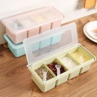 【CW】 plastic clamshell grid salt seasoning box storage container