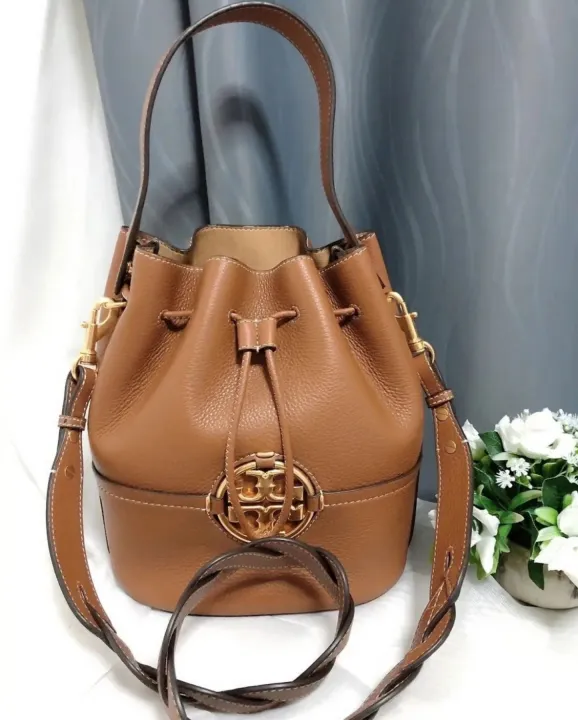 .Y . 79323 Miller Drawstring Bucket Bag in Light Umber Pebbled  Leather with Detachable Braided Crossbody Strap - Women's Bag | Lazada PH