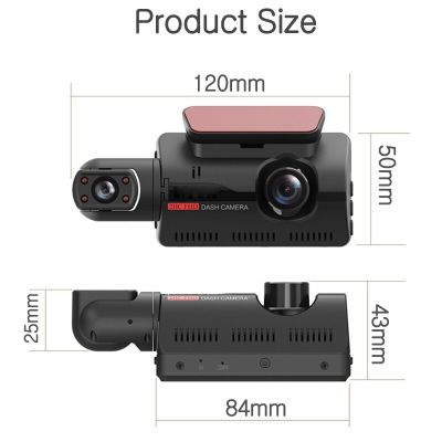 กล้องติดรถยนต์ Full HD 1080P หน้าจอ3นิ้ว IPS เลนส์คู่กล้องติดรถยนต์การมองเห็นได้ในเวลากลางคืนพิเศษกล้องติดรถยนต์เครื่องบันทึกวีดีโอ