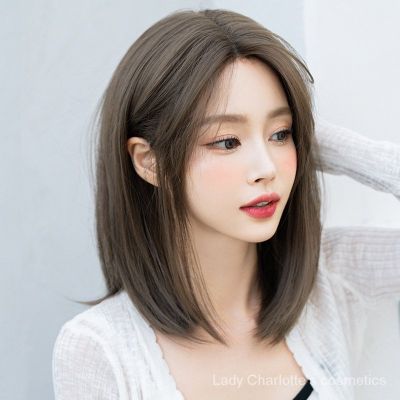 [0727]YWQJ-JF Wig Womens Short Straight Hair T-Shaped Hand-Woven Mid-Length Full Top Head Cover Natural Lace Full-Head Wig Natural Simulation Chemical Fiber Hair M6CD dov