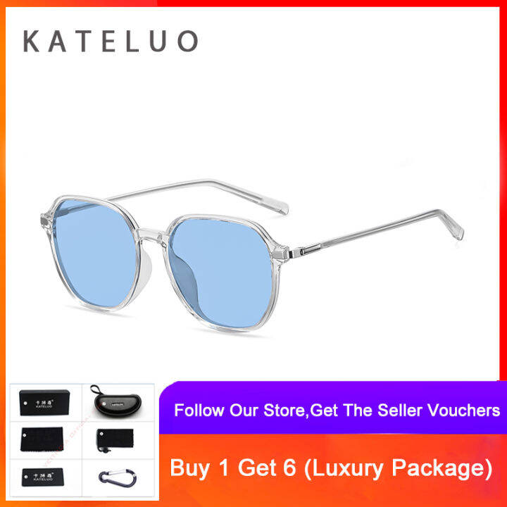 มีกล่อง-kateluo-a0751-unisex-แว่นกันแดดโพลาไรซ์-tr90ขนาดใหญ่สแควร์กรอบไล่โทนสีเลนส์แว่นตาธรรมดา