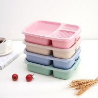 Microwave Lunch Wheat Straw Bento With Compartment Picnic Bento es Food Container Kids School Office Lunch