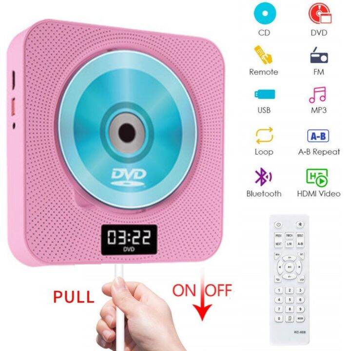 Portable Bluetooth DVD / CD Player, WallMounted DVDs Player, Dual Pull