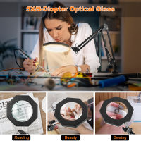 EOOKU 72Pcs LED Table Light with 5X Magnification Magnifying Glass ReadingMaintenanceBeauty Manicure Illuminated Magnifier