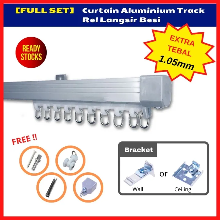 [Full Set] 1.05mm EXTRA THICK SINGLE Curtain Track Aluminium Rail