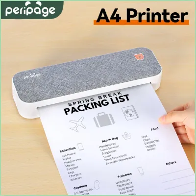 เครื่องพิมพ์ A4 Peripage ต่อเนื่องเครื่องพิมพ์กระดาษความร้อนไม่จำเป็นต้องใช้หมึกหรือโทนเนอร์เครื่องพิมพ์ภาพถ่ายภาพสัญญา PDF แบบไร้สาย