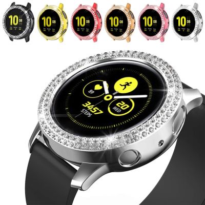 Luxury Double Rhinestone PC Case for Samsung Galaxy Watch Active 2 44mm 40mm Cover Active2 Lightweight Bumper Hard Frame