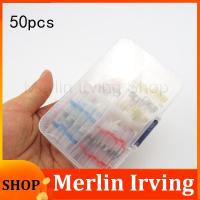 Merlin Irving Shop Electrical Heat Shrink Soldering Tube Sleeve Terminals Insulated Waterproof Butt Wire Connectors Soldered 1*Box (50pcs)