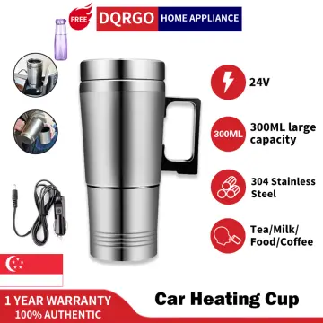 12V In-Car Coffee Maker Tea Pot Thermos Bottle Stainless Steel Heating Cup  300ml