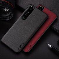 （A Boutique）เคสสำหรับ Sony Xperia 1 5 IV Coque การออกแบบที่เรียบง่ายน้ำหนักเบาทนทานสีทึบสิ่งทอปกหนังสำหรับ Sony Iv Case
