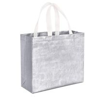 24 Pcs Glossy Reusable Grocery Bags Shopping Tote Bags with Handle,Bridesmaids Bags Non-Woven Gift Bags for Christmas