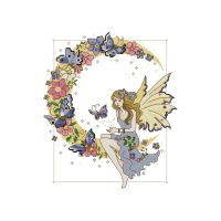 Cross Stitch Embroidery Kits for Adults Kids, Beautiful Butterfly Fairy Moon Girl Flowers 11CT Stamped DIY Needlework