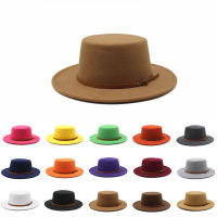 สีทึบง่ายด้านเดียวขนสัตว์รู้สึกแจ๊ส Fedora หมวกผู้ชายที่สง่างามผู้หญิงปีกกว้างปานามา trilby หมวกขายส่ง