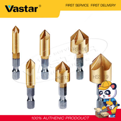 Vastar 6 ชิ้น Countersink สว่านตั้ง 1/4 HEX S hank ไฮสปีด 5 ขลุ่ย Countersink 90 องศาไม้ C hamfering ตัดขูด 6 มิลลิเมตร-19 มิลลิเมตร