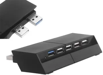 5 Port USB Hub for PS4 Slim Edition, USB 3.0/2.0 High Speed Adapter  Accessories Expansion Hub Connector Splitter Expander for PlayStation 4  Slim