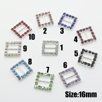 【CW】✾▦  Colorful 10pcs/lot 16mm Rhinestone buckles Diamante buckle invitation Slider for Wedding Supply Wrap