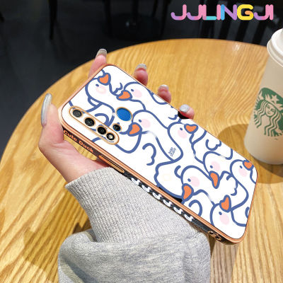 Jjlingji เคสสำหรับ Huawei Nova 5i P20ไลท์2019เคสการ์ตูนน่ารักลายหงส์ขาวสวยดีไซน์ใหม่ด้านข้างเคสซิลิโคนนิ่มกล้องฝาปิดเลนส์เต็มรูปแบบปกป้องกล่องกันกระแทก